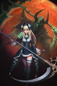 Grim Reaper Anime Girl 5k (1440x2560) Resolution Wallpaper