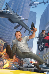 Gta 5 Trevor And Michael Fan Art 4k (360x640) Resolution Wallpaper