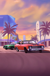 Gta 6 Car Chase Miami (640x960) Resolution Wallpaper