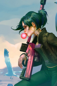 Gta V Sniper Girl Art (320x568) Resolution Wallpaper