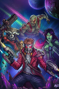 Guardians Of The Galaxy Movie Artwork (640x1136) Resolution Wallpaper