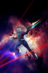 Guardians Of The Galaxy Star Lord In Action (750x1334) Resolution Wallpaper