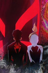640x1136 Gwen And Miles In Spider Man Across The Spider Verse