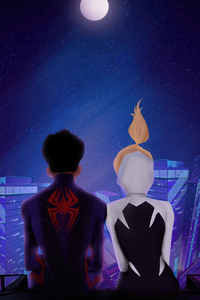 Gwen And Miles Morales Love (240x400) Resolution Wallpaper