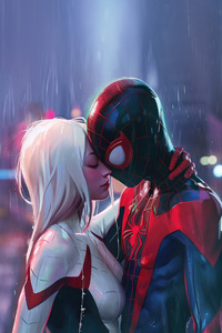 Gwen And Miles Unlikely Bond (1280x2120) Resolution Wallpaper