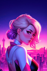 Gwen Stacy Among The Skyscrapers (320x480) Resolution Wallpaper
