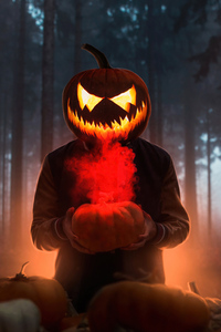 480x854 Halloween Glowing Mask Boy 4k