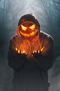 1080x2280 Halloween Mask Boy Glowing 4k