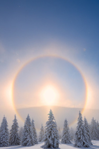 Halo Around The Sun Ore Mountains Saxony Germany (360x640) Resolution Wallpaper