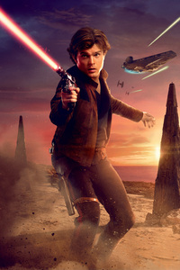 Han Solo In Solo A Star Wars Story Movie 5k (240x320) Resolution Wallpaper