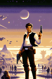 Han Solo Pixel Art (1125x2436) Resolution Wallpaper