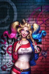 Harley Quinn Anarchy And Beauty (320x480) Resolution Wallpaper