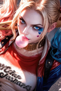 Harley Quinn Anarchy With A Grin (240x320) Resolution Wallpaper
