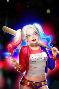 Harley Quinn Cackling Chaos (240x400) Resolution Wallpaper