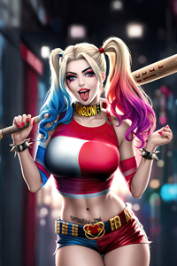 Harley Quinn Heroic Pose (750x1334) Resolution Wallpaper