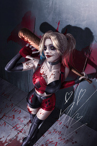 Harley Quinn Queen Of Chaos (240x400) Resolution Wallpaper