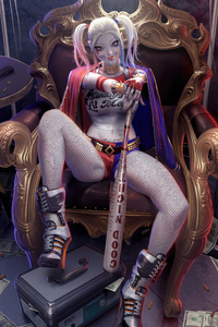 Harley Quinn Queen Of Gotham (320x568) Resolution Wallpaper