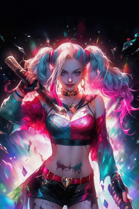Harley Quinn Vibrant Vengeance (320x568) Resolution Wallpaper
