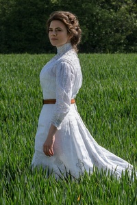 Hayley Atwell In White Dress (640x1136) Resolution Wallpaper
