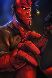Hellboy Cigar (360x640) Resolution Wallpaper