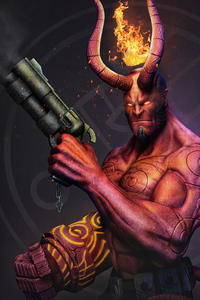 Hellboy Gun 2020 (640x1136) Resolution Wallpaper