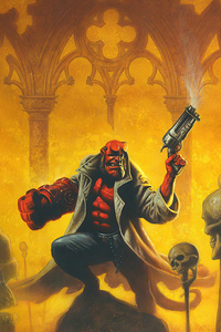 Hellboy Gun Up (320x480) Resolution Wallpaper