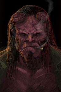 Hellboy Smoking Cigarette (1440x2960) Resolution Wallpaper