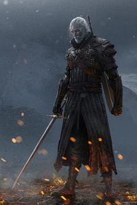 Henry Cavill Geralt Of Rivia Art (1080x2280) Resolution Wallpaper