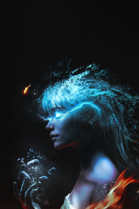 Her Mind Blazes With The Fiery Power Within (1242x2668) Resolution Wallpaper