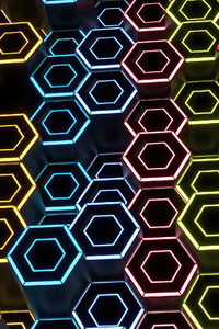 Hexagonal Harmony Honeycomb Glow (1080x2160) Resolution Wallpaper