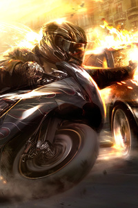 1080x2280 High Speed Motorbike Cop Car Chase