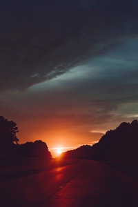 Highway Sunset 5k (640x1136) Resolution Wallpaper