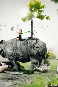 Hippopotamus Digital Art (320x568) Resolution Wallpaper