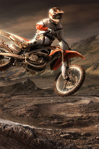 HONDA CRF 450R Riders Jumping From The Sand Mud (640x960) Resolution Wallpaper