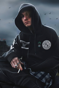 Hoodie Boy Hairs Over Face 4k (360x640) Resolution Wallpaper