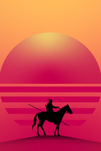 Horse Warrior Minimal 8k (1280x2120) Resolution Wallpaper