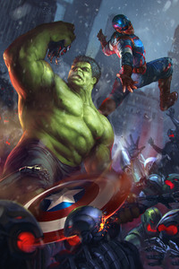 1080x2160 Hulk And Captain America