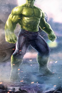 Hulk And Iron Hulkuster Fighting Artwork