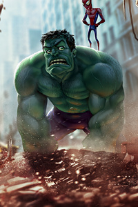 Hulk And Spider Man (480x800) Resolution Wallpaper