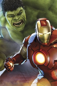 Hulk Iron Man (640x1136) Resolution Wallpaper