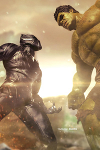 Hulk Vs Black Panther (320x480) Resolution Wallpaper