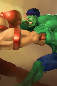Hulk Vs Juggernaut (320x480) Resolution Wallpaper