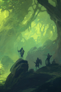Hunters In Green Forest 4k (1280x2120) Resolution Wallpaper