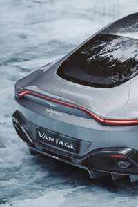 Ice Cold Aston Martin Vantage Rear (640x960) Resolution Wallpaper