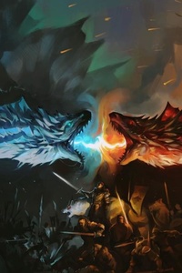 1125x2436 Ice Fire Dragon Game Of Thrones 8k
