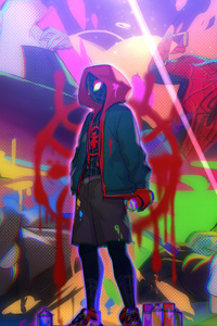 Into The Spider Verse Miles Morales (320x568) Resolution Wallpaper