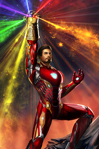 Iron Man 4k Infinity Gauntlet (800x1280) Resolution Wallpaper