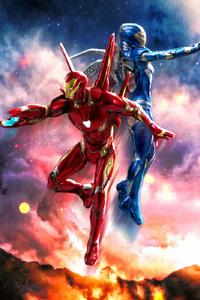 Iron Man And Pepper Potts Rescue Suit (720x1280) Resolution Wallpaper