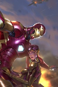 Iron Man And Pepper Potts (320x568) Resolution Wallpaper