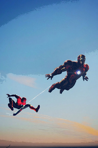 Iron Man And Spider Man (640x960) Resolution Wallpaper